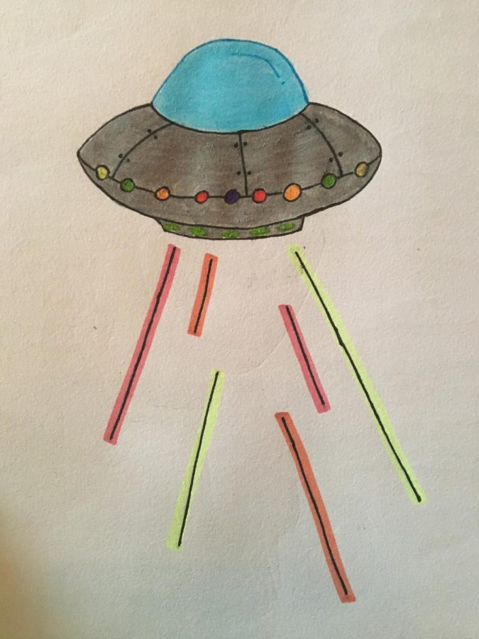 A drawing of a supposed Alien UFO hidden in Area 51.
