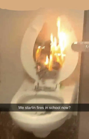 A photo of a toilet stuffed with burning materials, reportedly done as a lick at Shawnee Mission North, is being shared on Snapchat by students in the KC Metro area. 