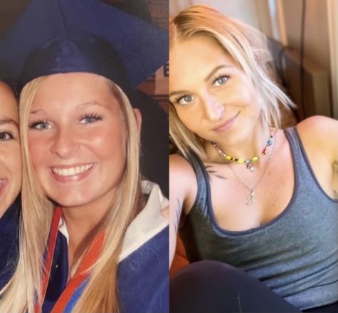 Mollie at her graduation (left) and Mollie in 2022 (right)